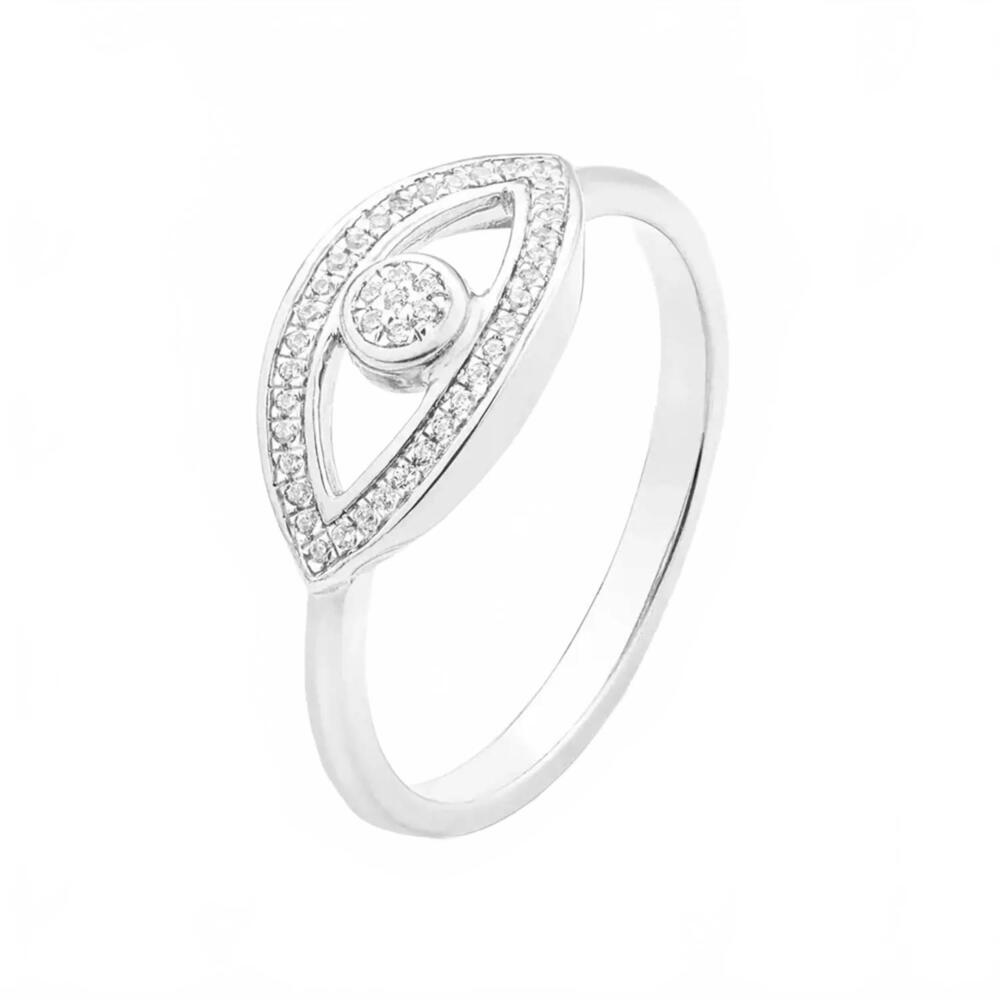 NEW ELLA STEIN women's eye on you statement ring in silver